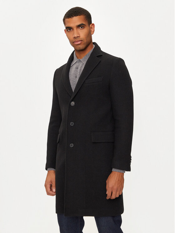 United Colors Of Benetton Płaszcz wełniany 2X59UN05M Czarny Regular Fit