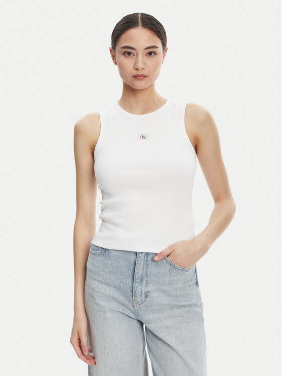 Calvin Klein Jeans Top LV047C201G Biały Slim Fit