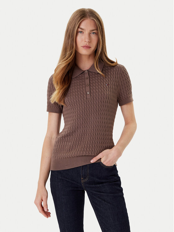 Tommy Hilfiger Sweter Fine WW0WW41474 Brązowy Regular Fit