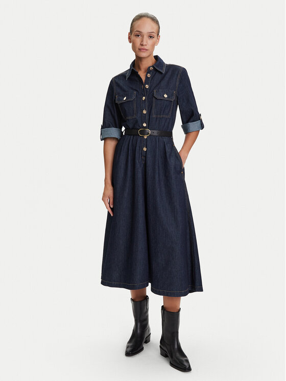 Liu Jo Sukienka jeansowa UF5148 D0268 Granatowy Regular Fit