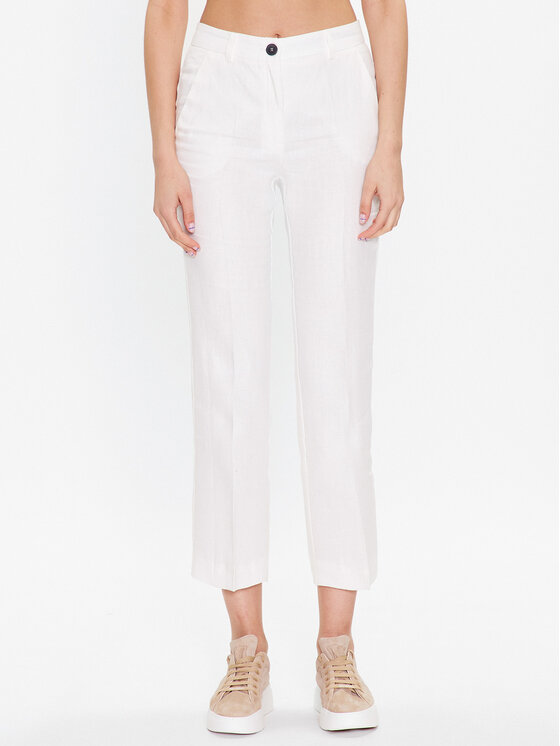Marella Spodnie materiałowe Livorno 2331311832 Biały Slim Fit