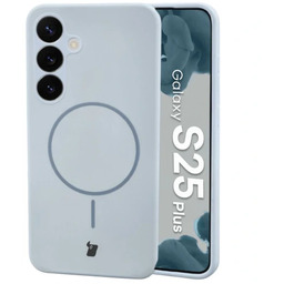 Bizon Silikonowe etui z pierścieniem magnetycznym Soft Case Magnetic do Galaxy S25 Plus, błękitne