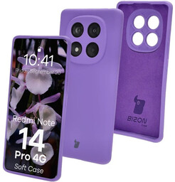 Bizon Silikonowe etui Soft Case do Xiaomi Redmi Note 14 Pro 4G, fioletowe