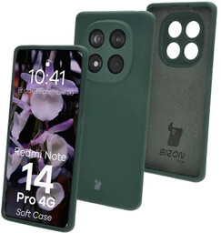 Bizon Silikonowe etui Soft Case do Xiaomi Redmi Note 14 Pro 4G, ciemnozielone