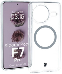 Bizon Etui z pierścieniem magnetycznym Case CrystalO do Xiaomi POCO F7 Pro, przezroczyste