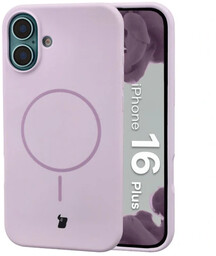 Bizon Silikonowe etui z pierścieniem magnetycznym Soft Case Magnetic do iPhone 16 Plus, jasnofioletowe
