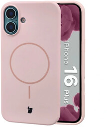 Bizon Silikonowe etui z pierścieniem magnetycznym Soft Case Magnetic do iPhone 16 Plus, jasnoróżowe