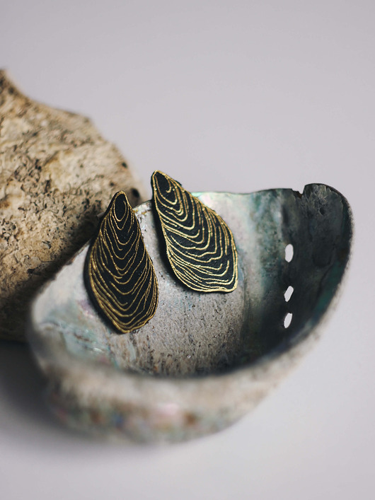 Kolczyki ostrygi muszle złote