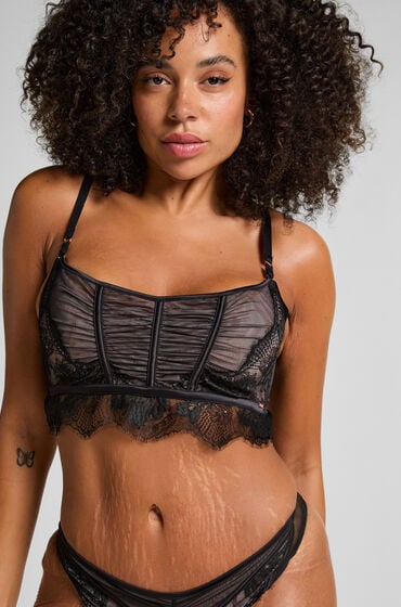 Hunkemöller Nieusztywniany biustonosz Cynthia Longline Czarny