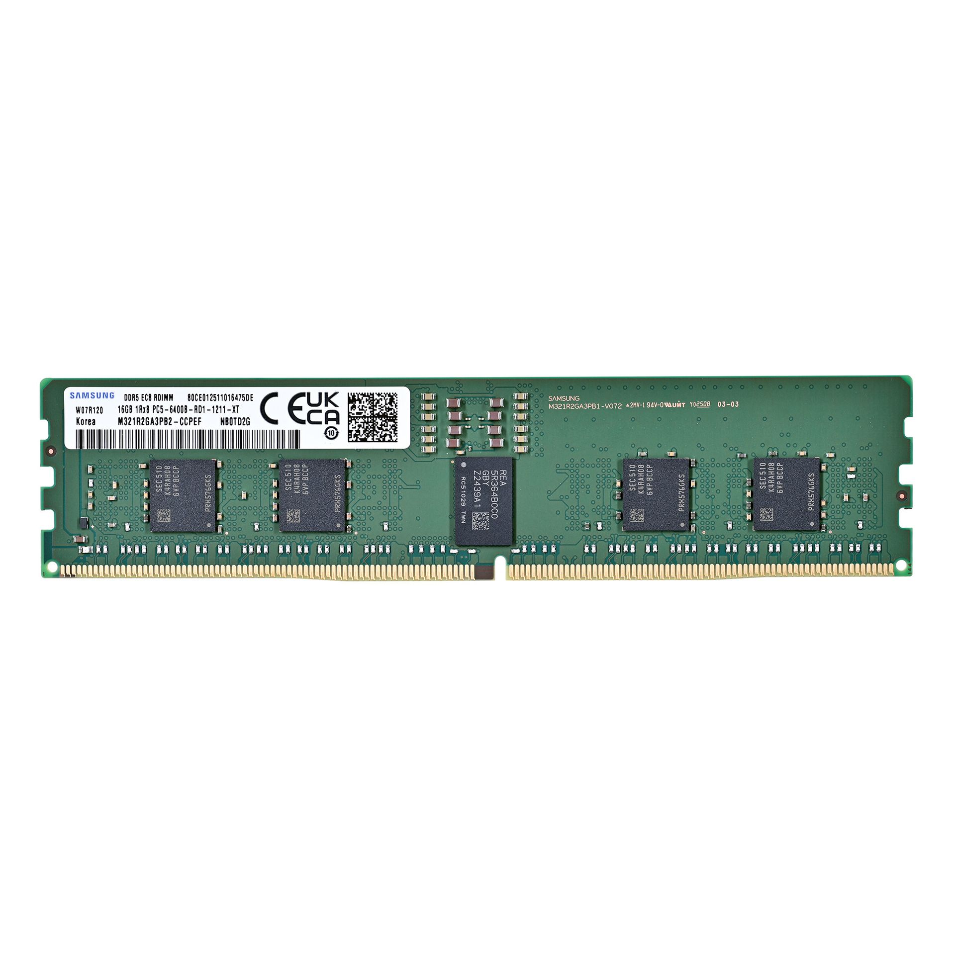 Samsung RDIMM DDR5 16GB 1Rx8 6400MHz PC5-51200 ECC REGISTERED M321R2GA3PB2-CCP M321R2GA3PB2-CCP