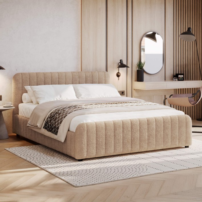 Łóżko tapicerowane z pojemnikiem SFG0167P 120x200 Boucle Beż #4