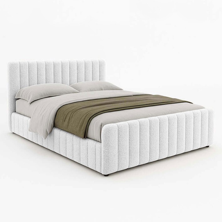 Łóżko tapicerowane z pojemnikiem SFG0167 120x200 Boucle Jasny szary #2