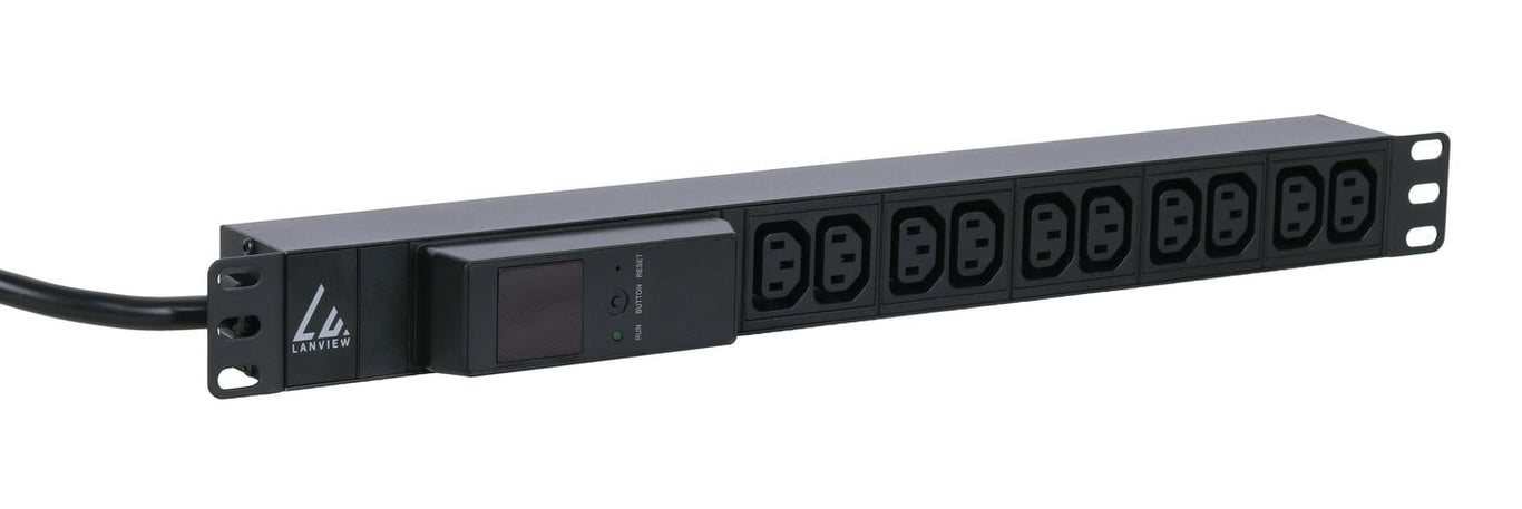 Lanview LVR261877 rozdzielacz zasilania PDU 10 x gniazdo sieciowe 1U Czarny