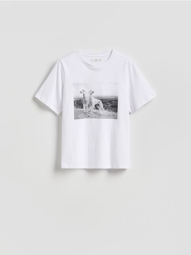 Reserved - T-shirt z nadrukiem - biały