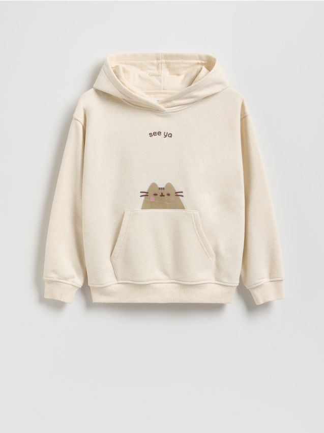 Reserved - Bluza z kapturem Pusheen - beżowy