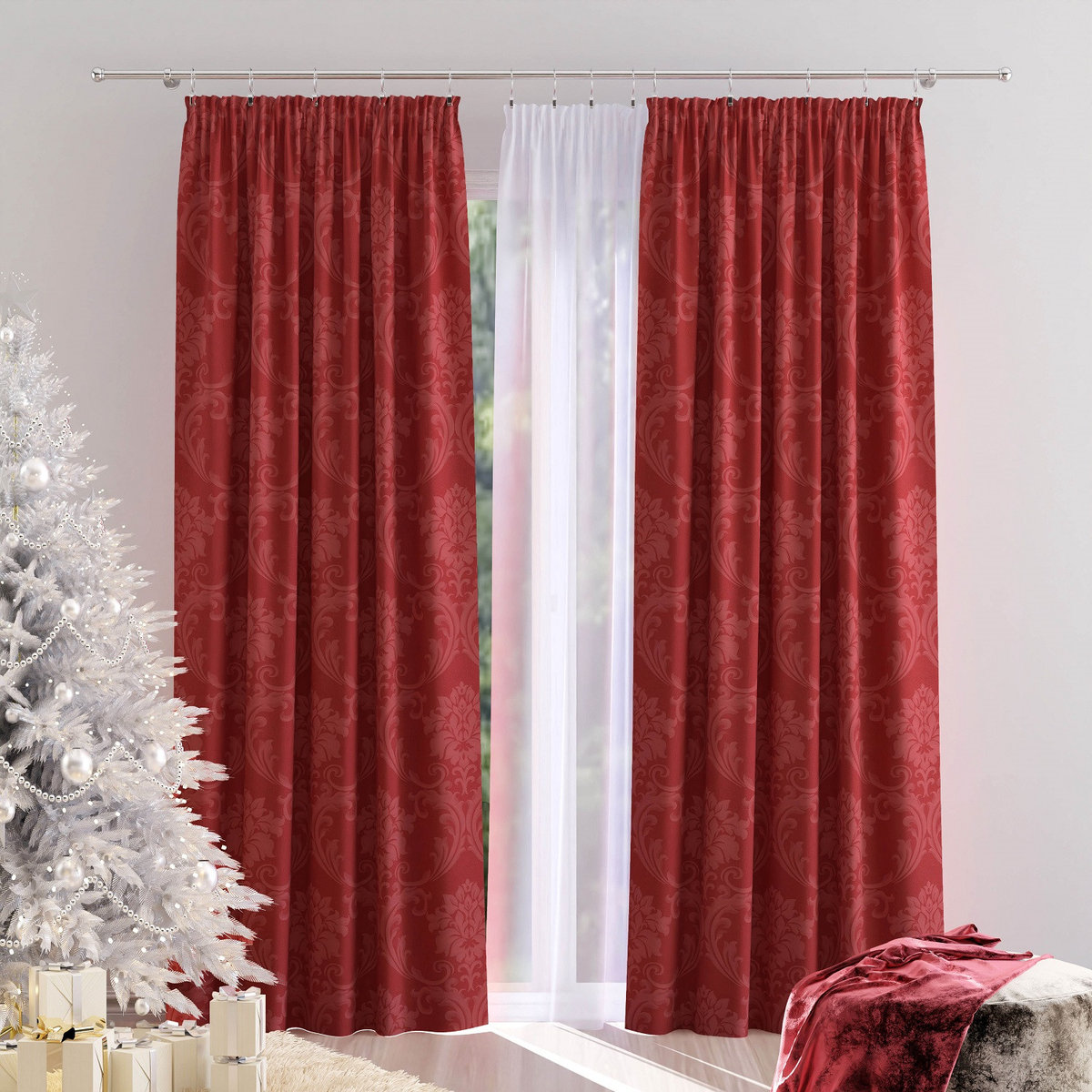 Zasłona dekoracyjna Bordo Rozeta 175X245 K046