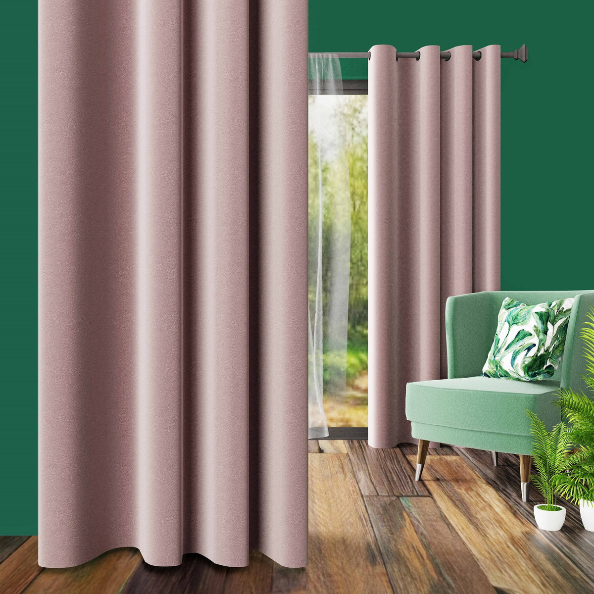 Zasłona VELVET na przelotkach, odcień pudrowego różu 135x250 cm Z564/cn