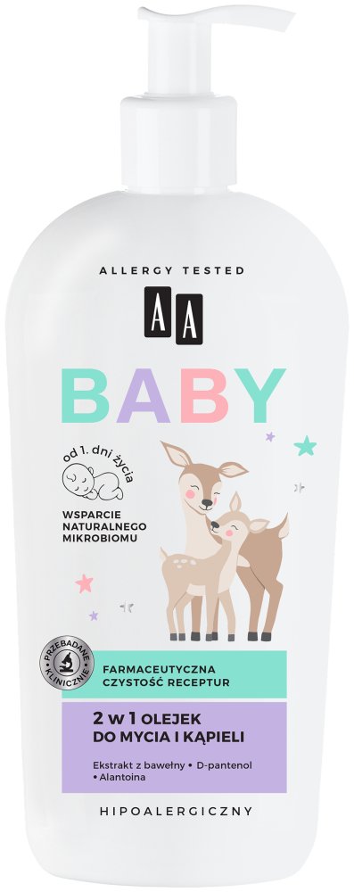 AA BABY 2 w 1 Olejek do mycia i kąpieli 400 ml