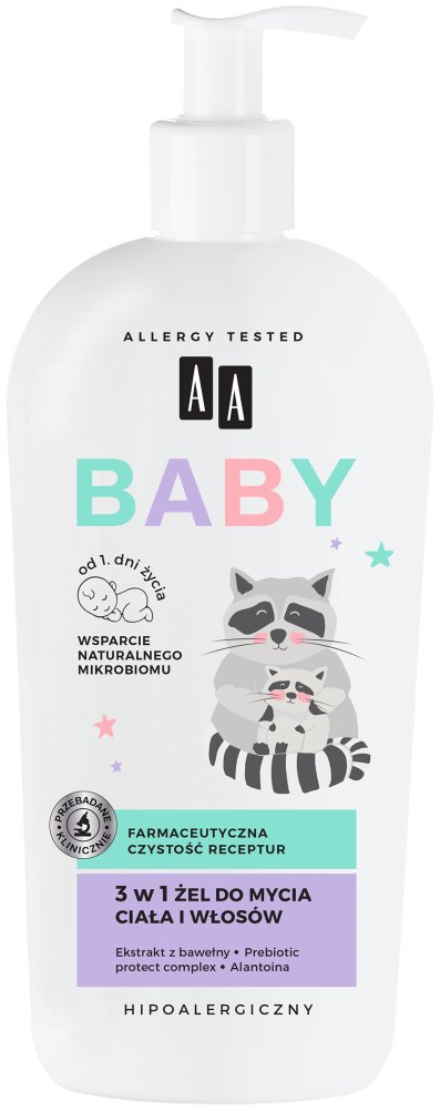 AA BABY 3 w1 Żel do mycia ciała i włosów 400 ml