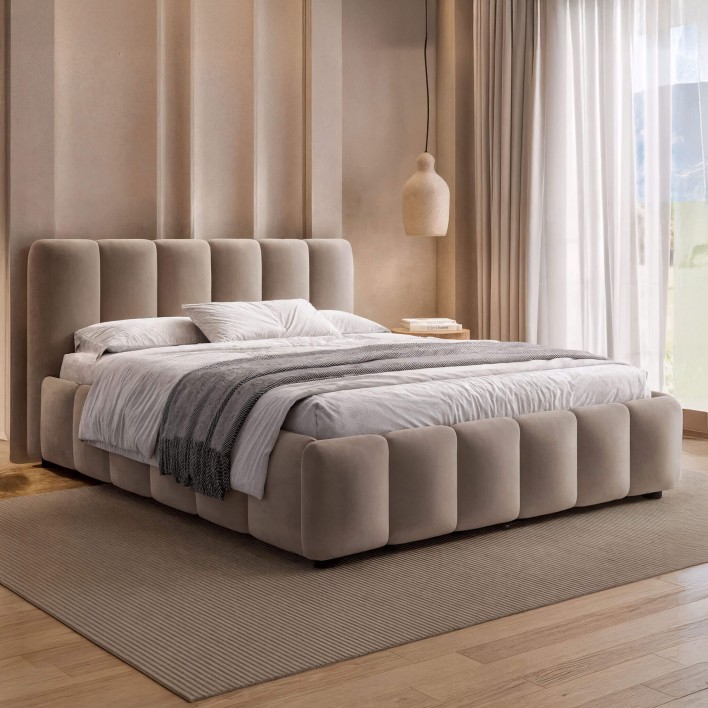 Łóżko tapicerowane 4578G 180x200 Welur Ciemny Beż #10