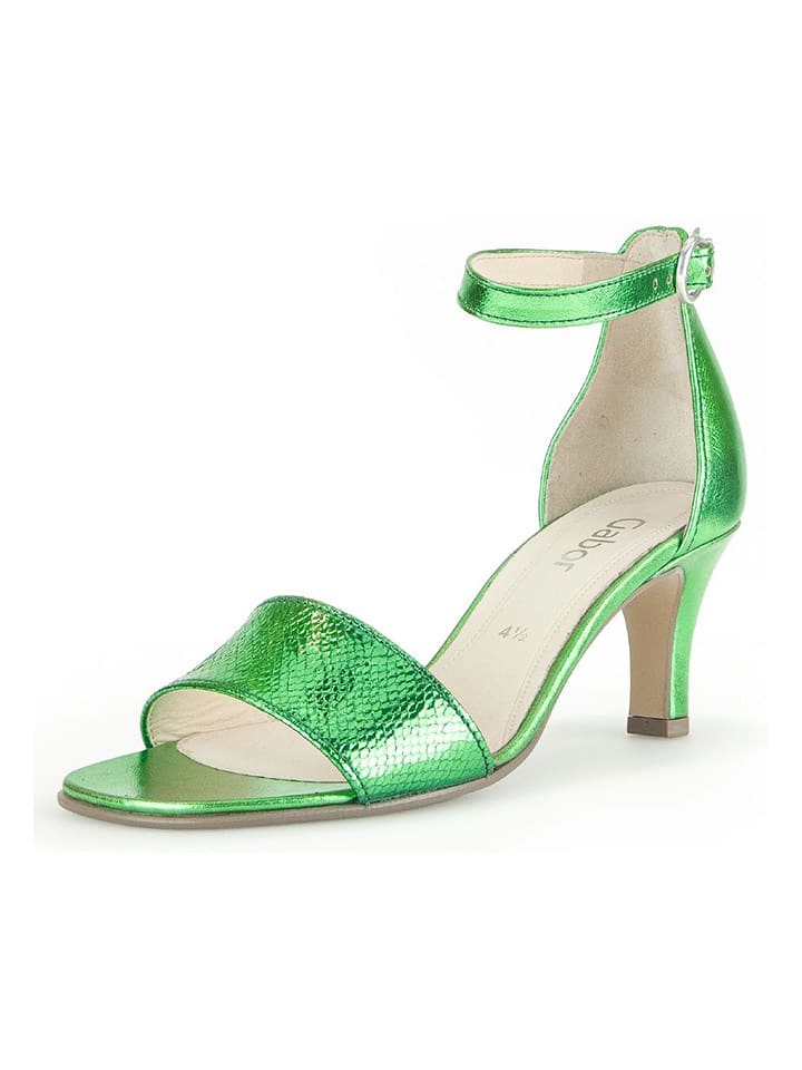 Gabor Skórzane sandały w kolorze zielonym