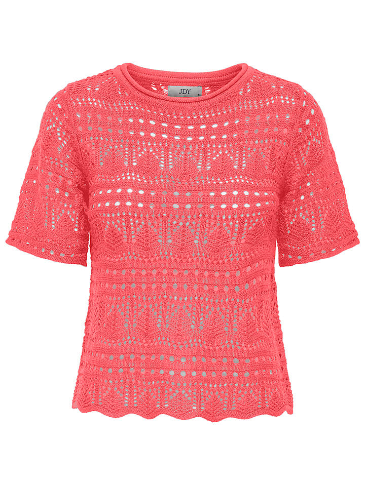 JDY Koszulka dzianinowa w kolorze koralowym