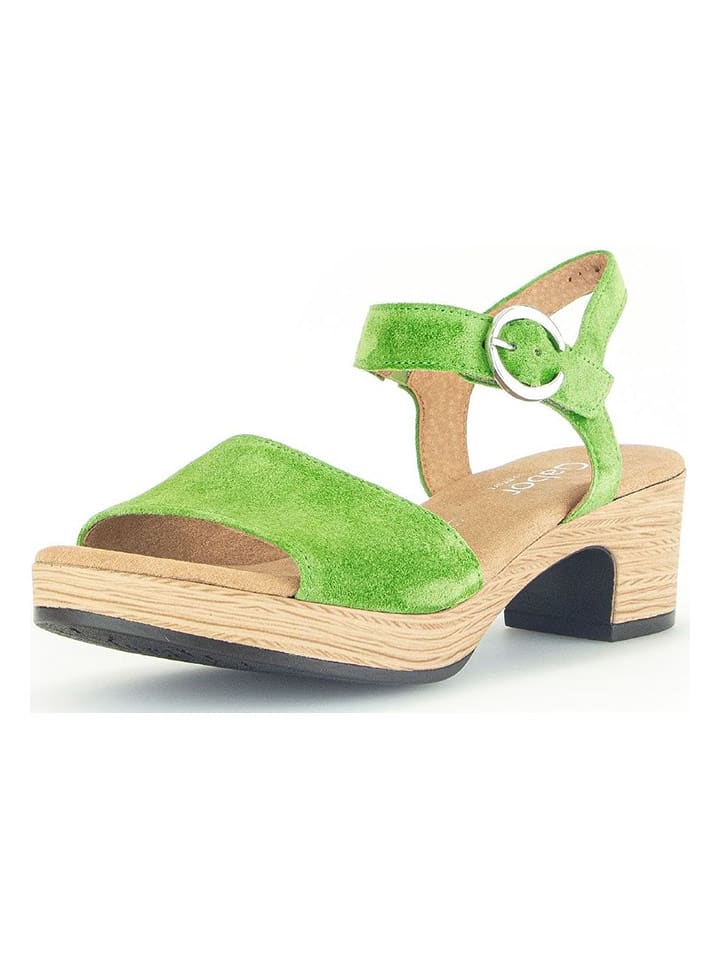 Gabor Skórzane sandały w kolorze zielonym