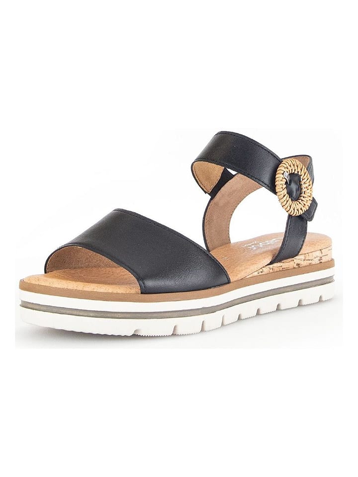 Gabor Skórzane sandały w kolorze czarnym