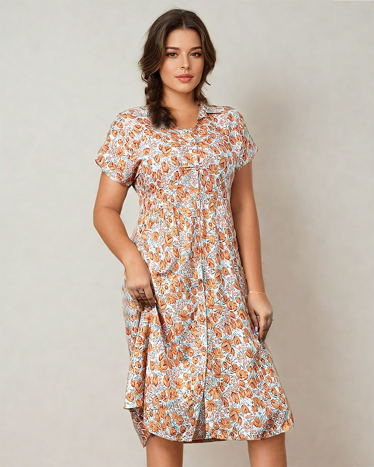 Royalfashion Damska sukienka midi w kwiaty-M/L - 39