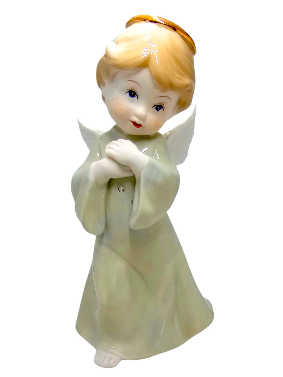 Figurka Aniołek porcelana zielony 19cm 2497F