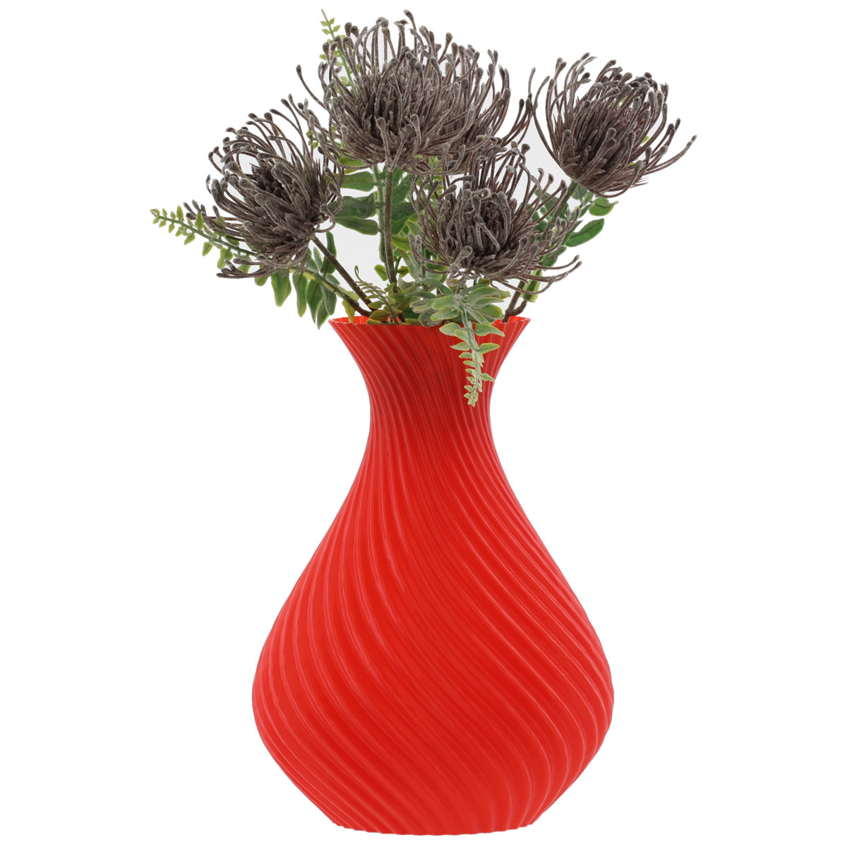 Wazon flakon na kwiaty sztuczne 3D czerwony wysoki 25cm dekoracyjny tworzywo