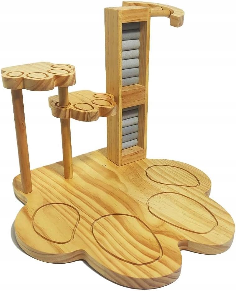 Stojak uchwyt organizer na biżuterię Drewniany w kształcie łapki kota