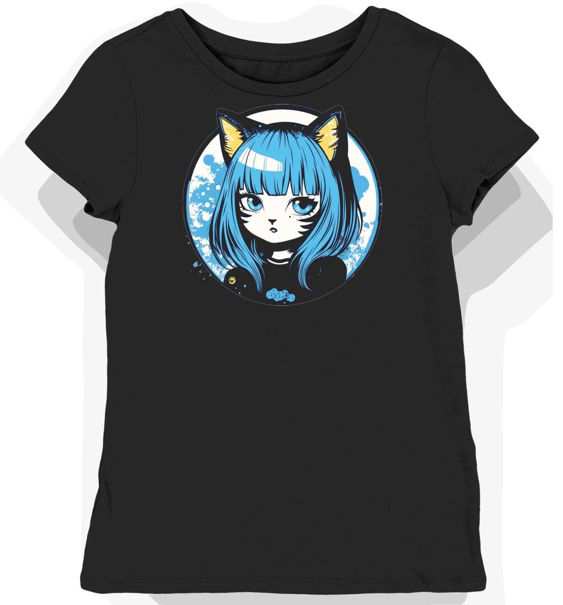 Koszulka damska czarna z nadrukiem Chococat w stylu kawaii XS