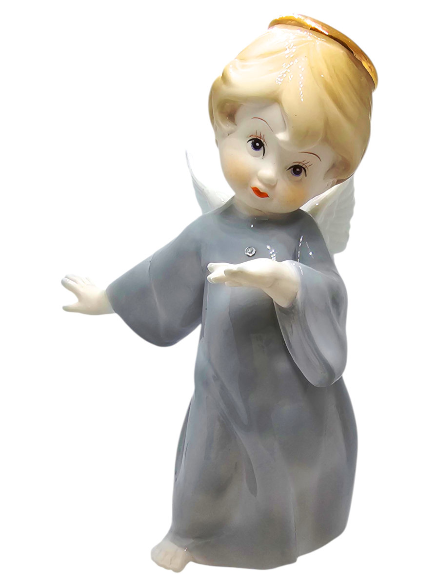 Figurka Aniołek porcelana szary 19cm 2497D