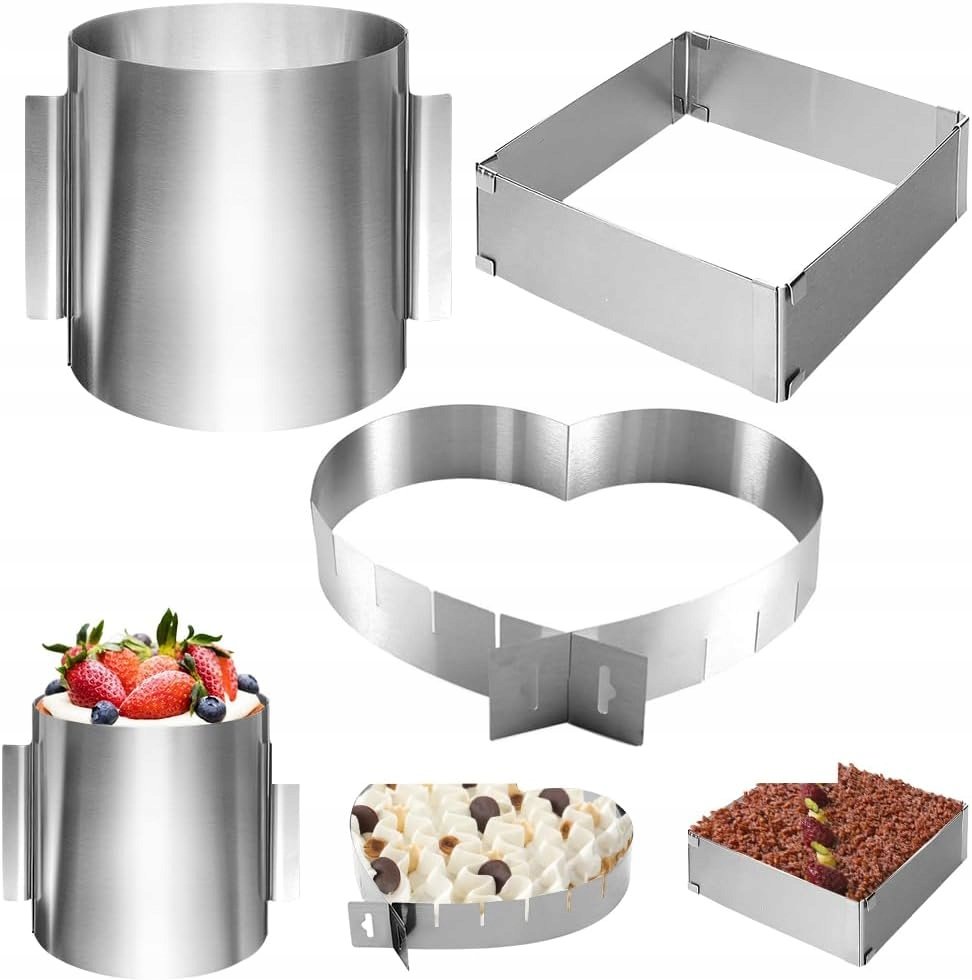 Regulowana Forma Do Tortu Koło Kwadrat Serce 20Cm Z Podziałką Tortownica 3