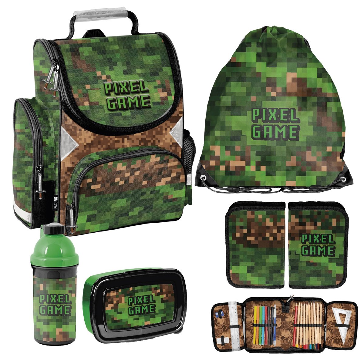 Zestaw szkolny 5-elementowy Game Paso zielony dla chłopca