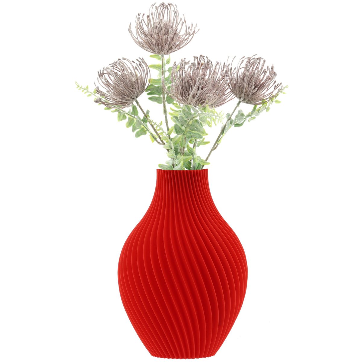 Wazon flakon na kwiaty sztuczne 3D czerwony wysoki 20cm dekoracyjny tworzywo