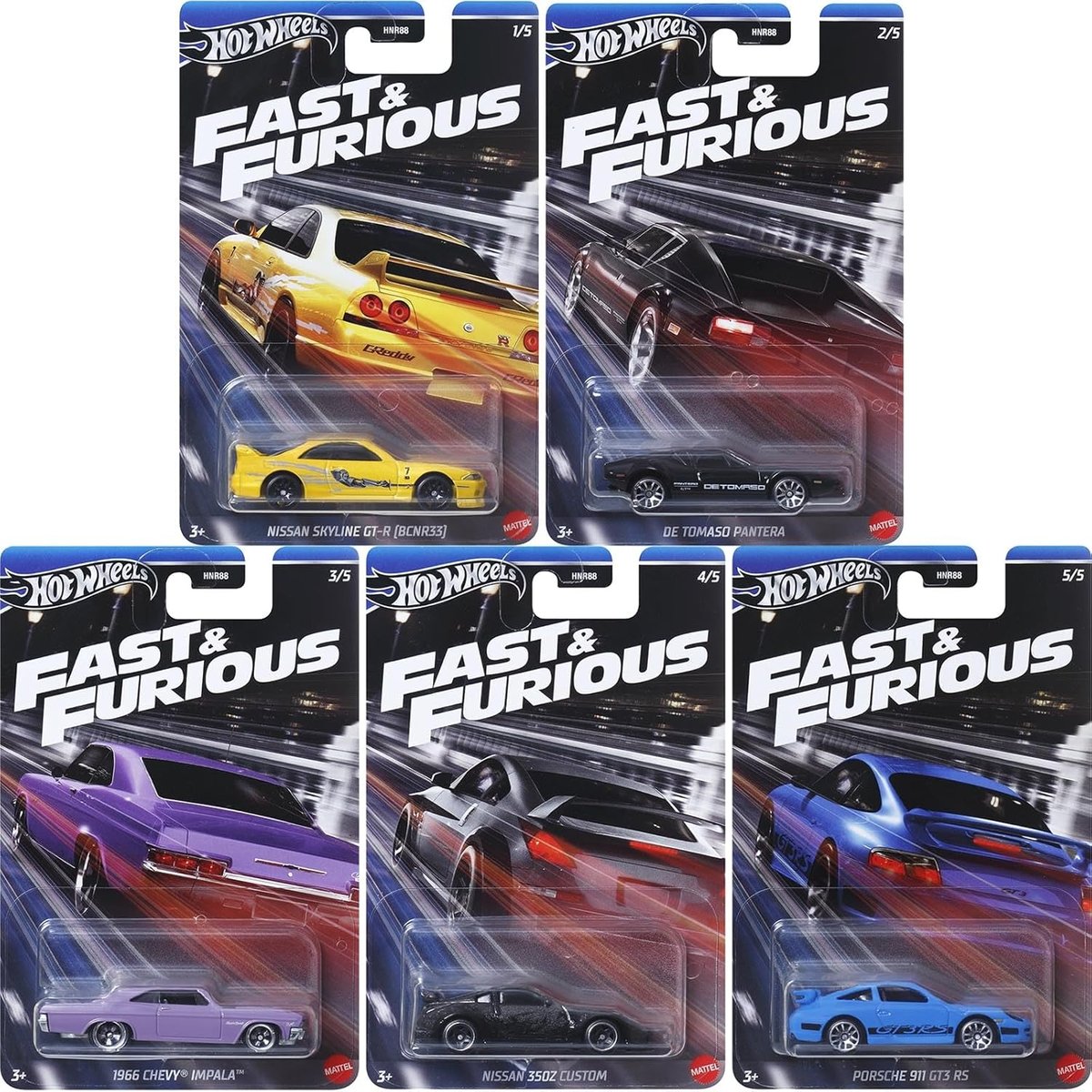 HOT WHEELS FAST AND FURIOUS ZESTAW 5 szt. HNR88