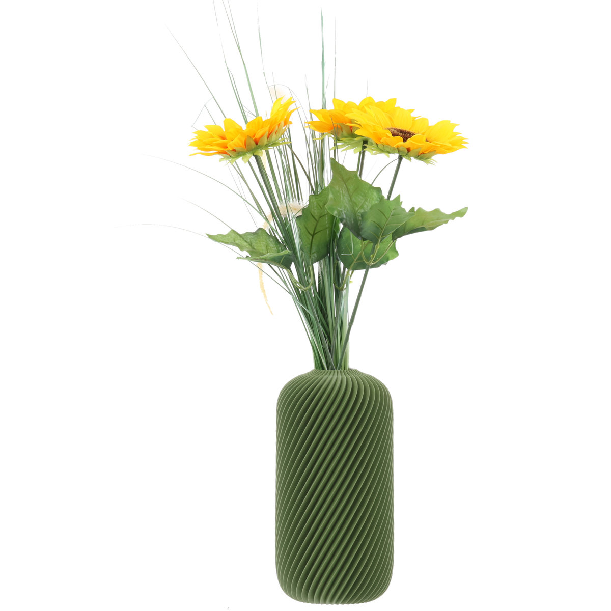 Wazon flakon na kwiaty sztuczne 3D zielony wysoki 16cm dekoracyjny tworzywo