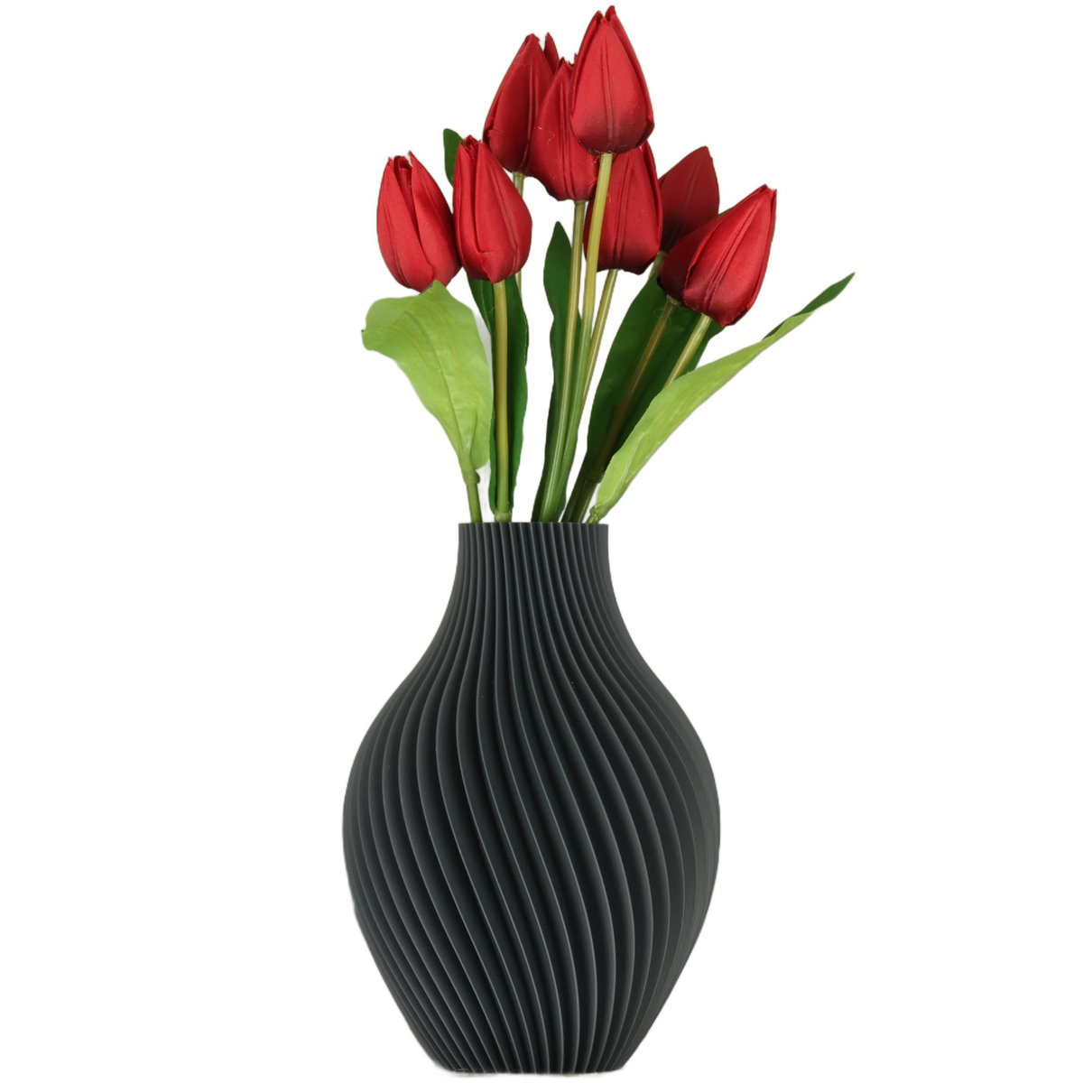 Wazon flakon na kwiaty sztuczne 3D szary wysoki 20cm dekoracyjny tworzywo