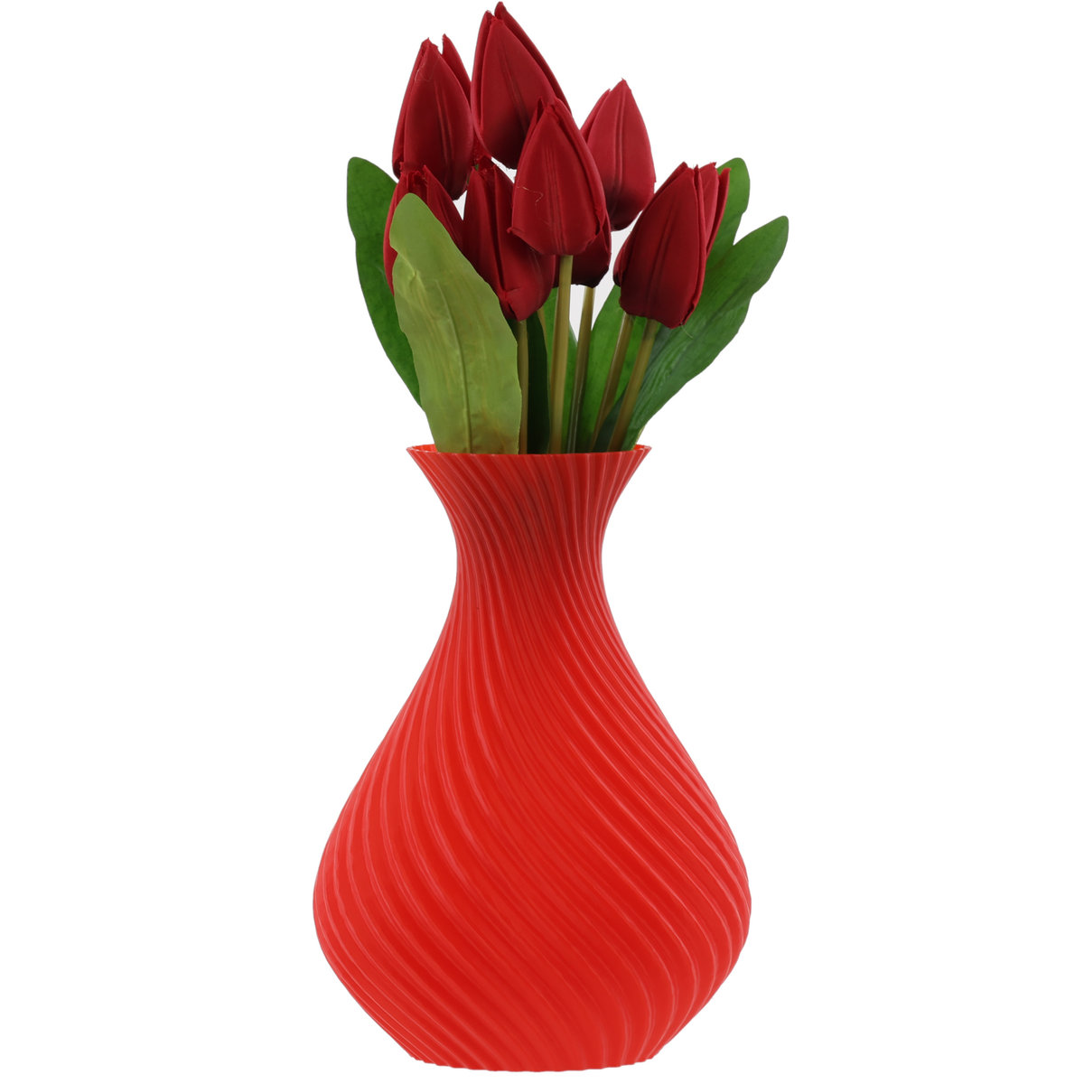 Wazon flakon na kwiaty sztuczne 3D czerwony wysoki 20cm dekoracyjny tworzywo