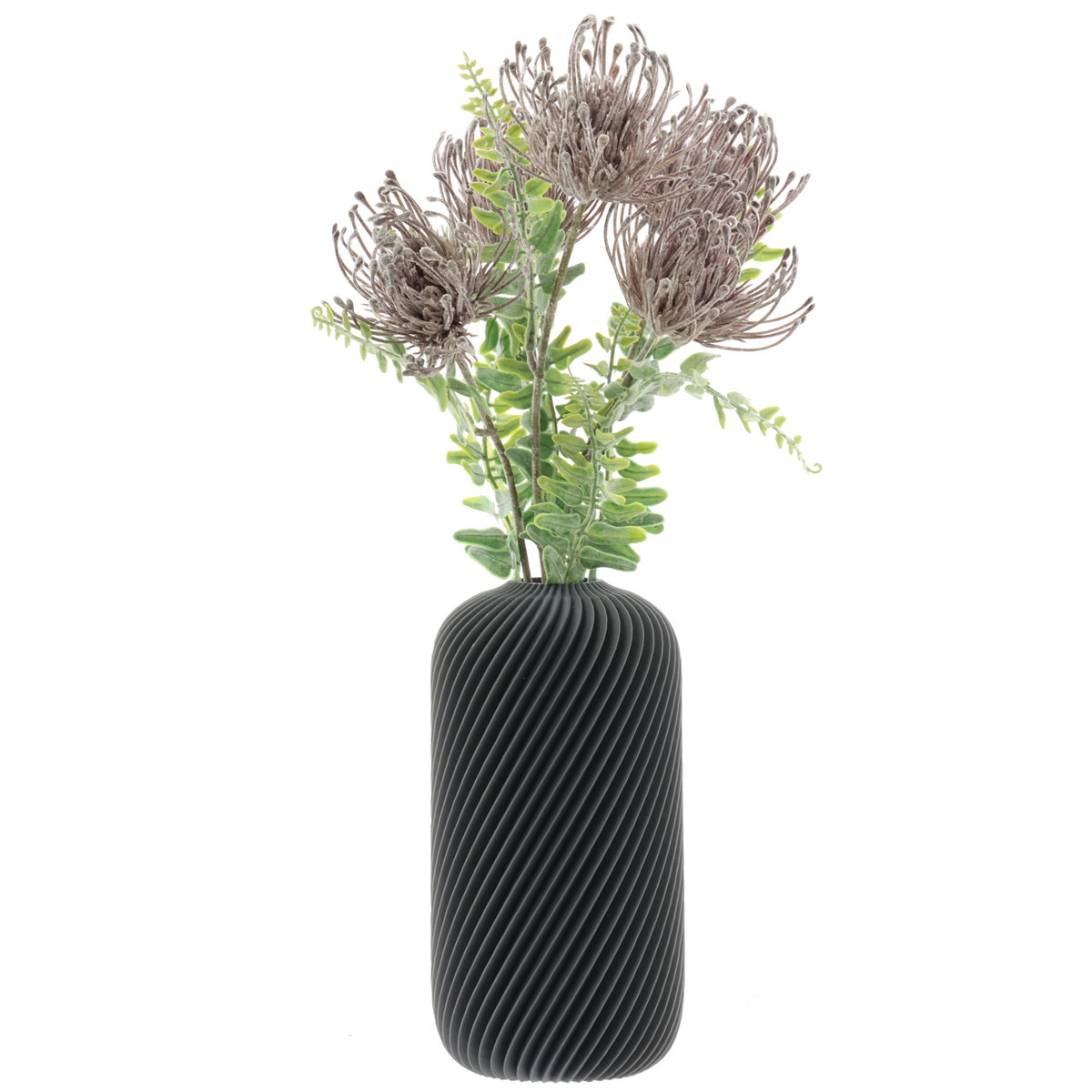 Wazon flakon na kwiaty sztuczne 3D szary wysoki 20cm dekoracyjny tworzywo