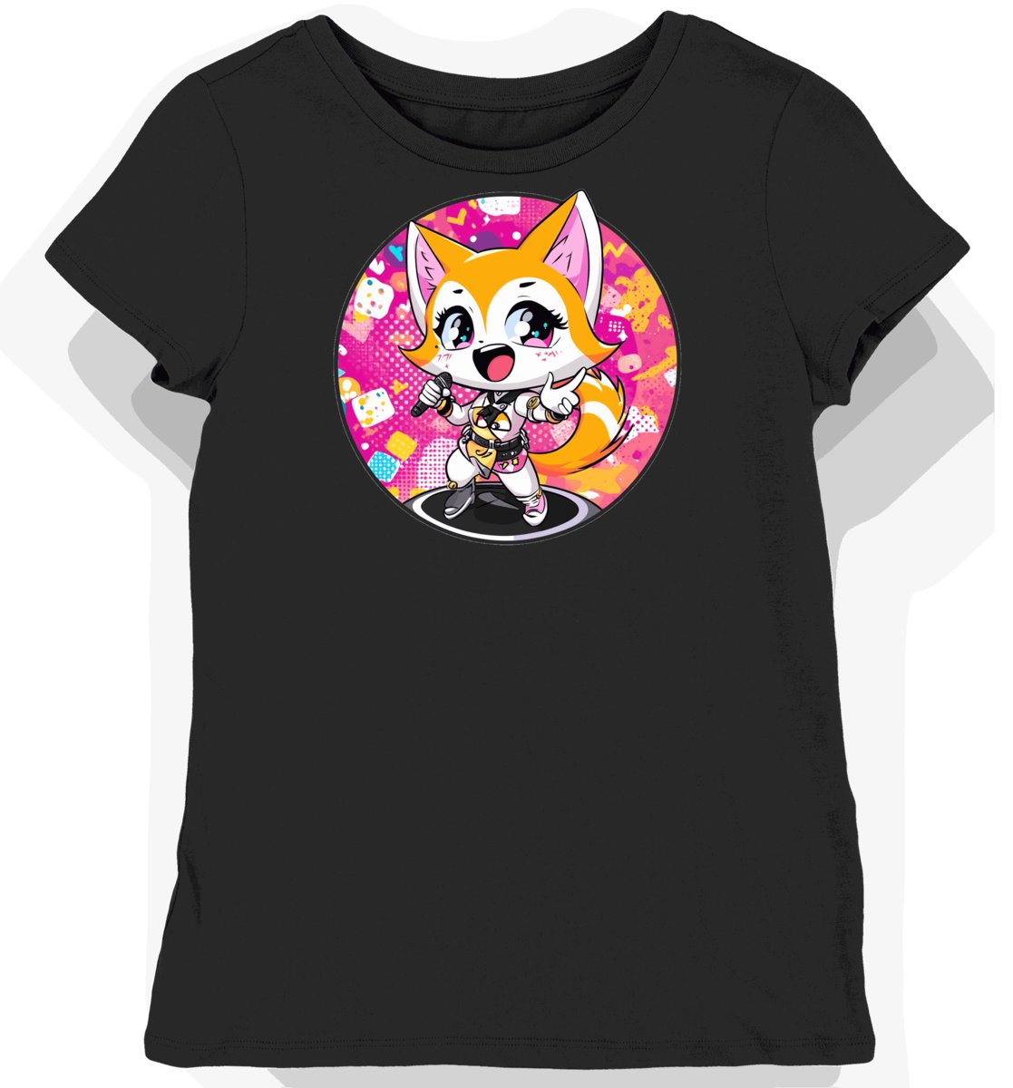 Koszulka damska czarna z nadrukiem Aggretsuko Microfon M