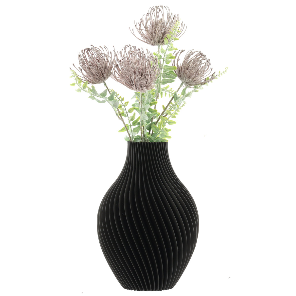 Wazon flakon na kwiaty sztuczne 3D czarny wysoki 25cm dekoracyjny tworzywo