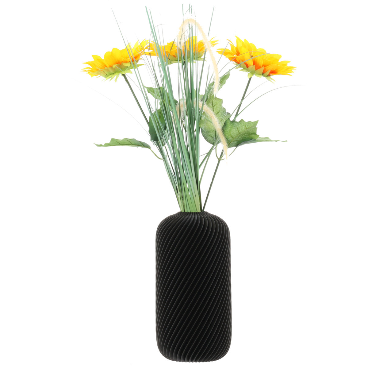 Wazon flakon na kwiaty sztuczne 3D czarny wysoki 16cm dekoracyjny tworzywo