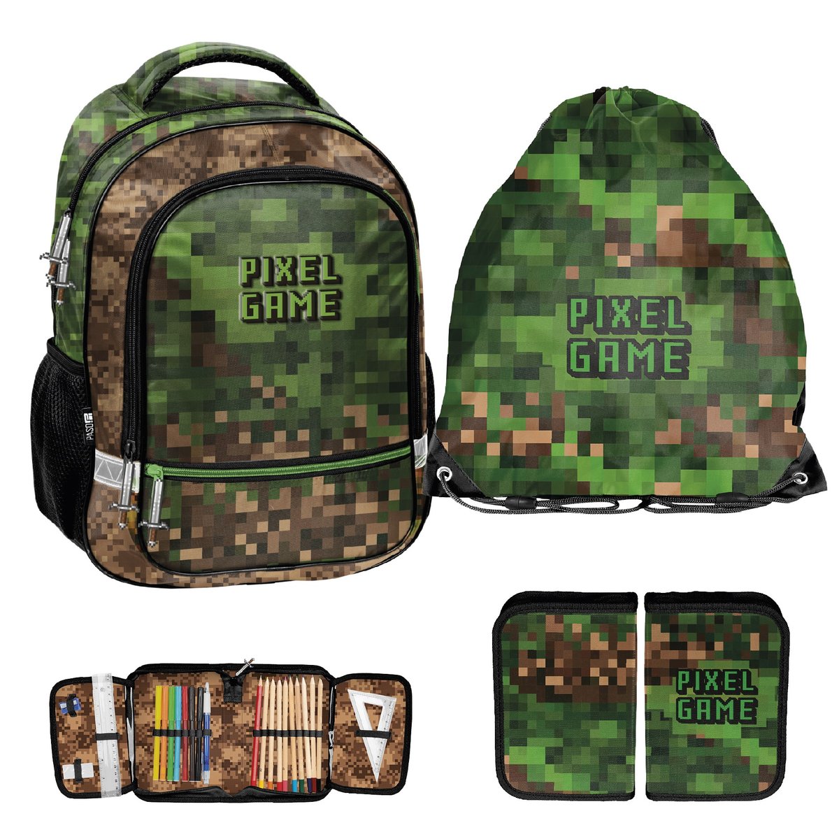 Zestaw szkolny 3-elementowy Game Paso zielony dla chłopca klasa 1