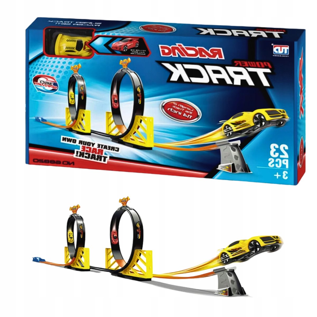 Tor Samochodowy Wyścigowy Podwójna Pętla 290 cm dla Dziecka +3 Samochodziki