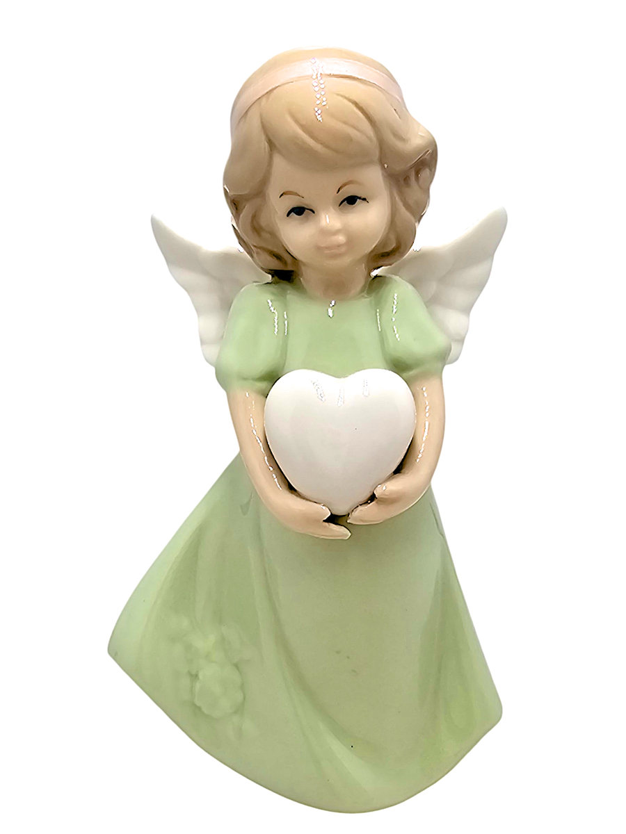 Figurka Aniołek porcelanowy zielony 14cm 2498G