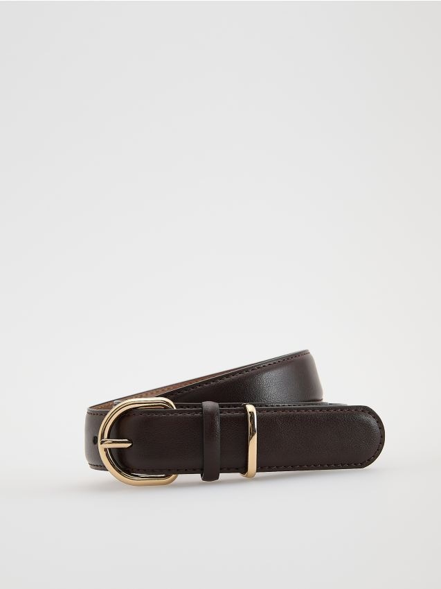 Reserved - Pasek z łączonych materiałów - ciemnobrązowy