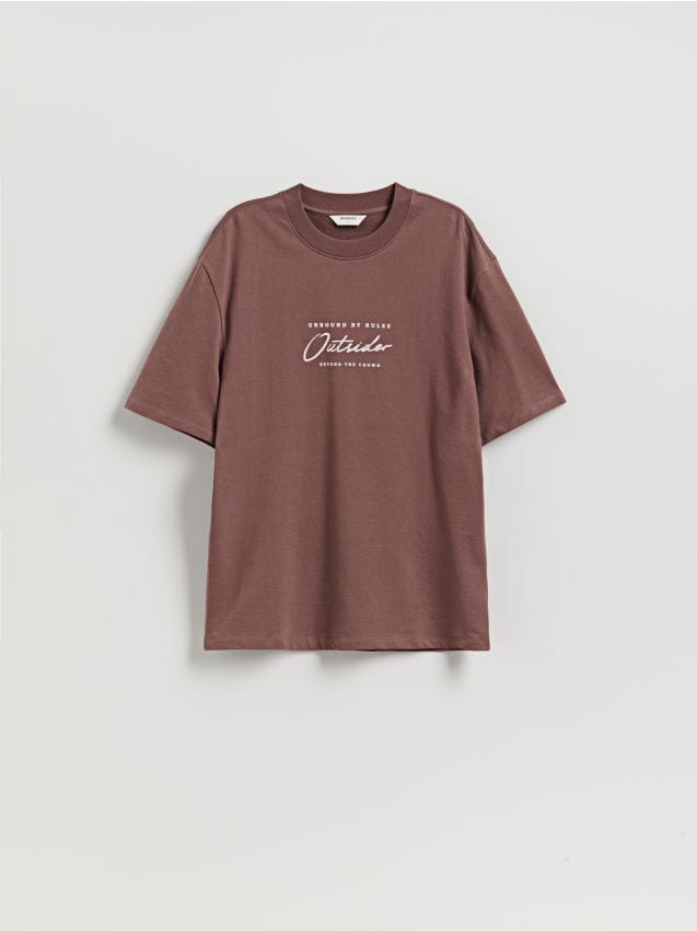 Reserved - T-shirt comfort z nadrukiem - jasnofioletowy